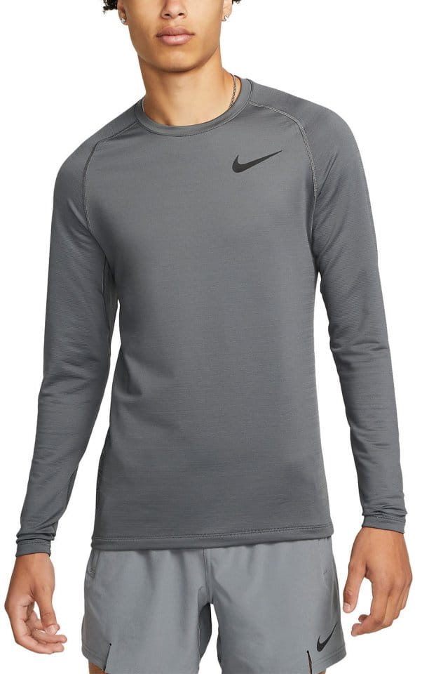 Тениска с дълъг ръкав Nike Pro Warm Sweatshirt Grau Schwarz F068