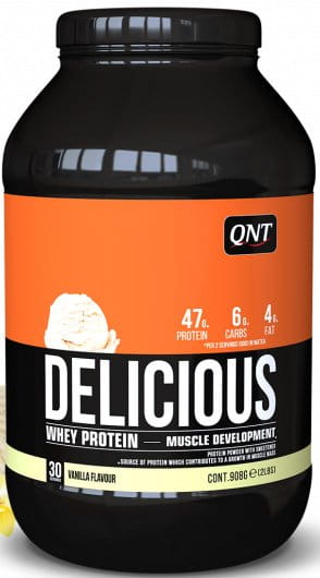 Prōṭina gum̐ṛō QNT Delicious Whey Protein Vanila - 908g